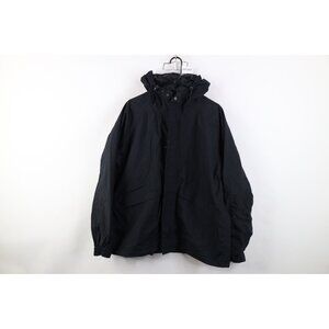 Vintage 90s Cabelas Mens Large Waterproof Goretex Hooded Rain Jacket Coat Black